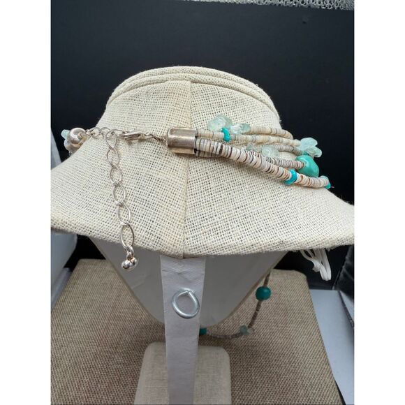 Jay King Multi Strand Heishi Bead Turquoise and Quartz Necklace Gemstones - Picture 3 of 7